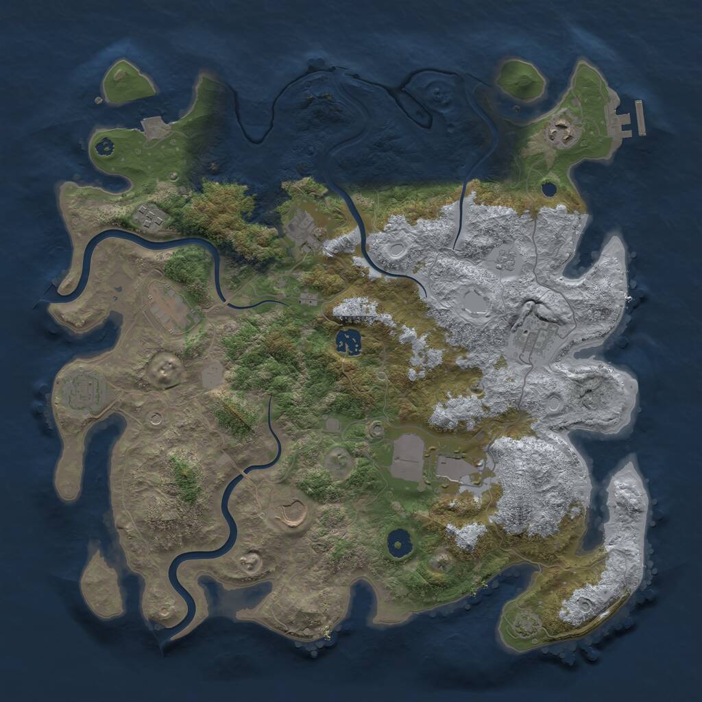 Rust Map: Procedural Map, Size: 3950, Seed: 27106470, 14 Monuments