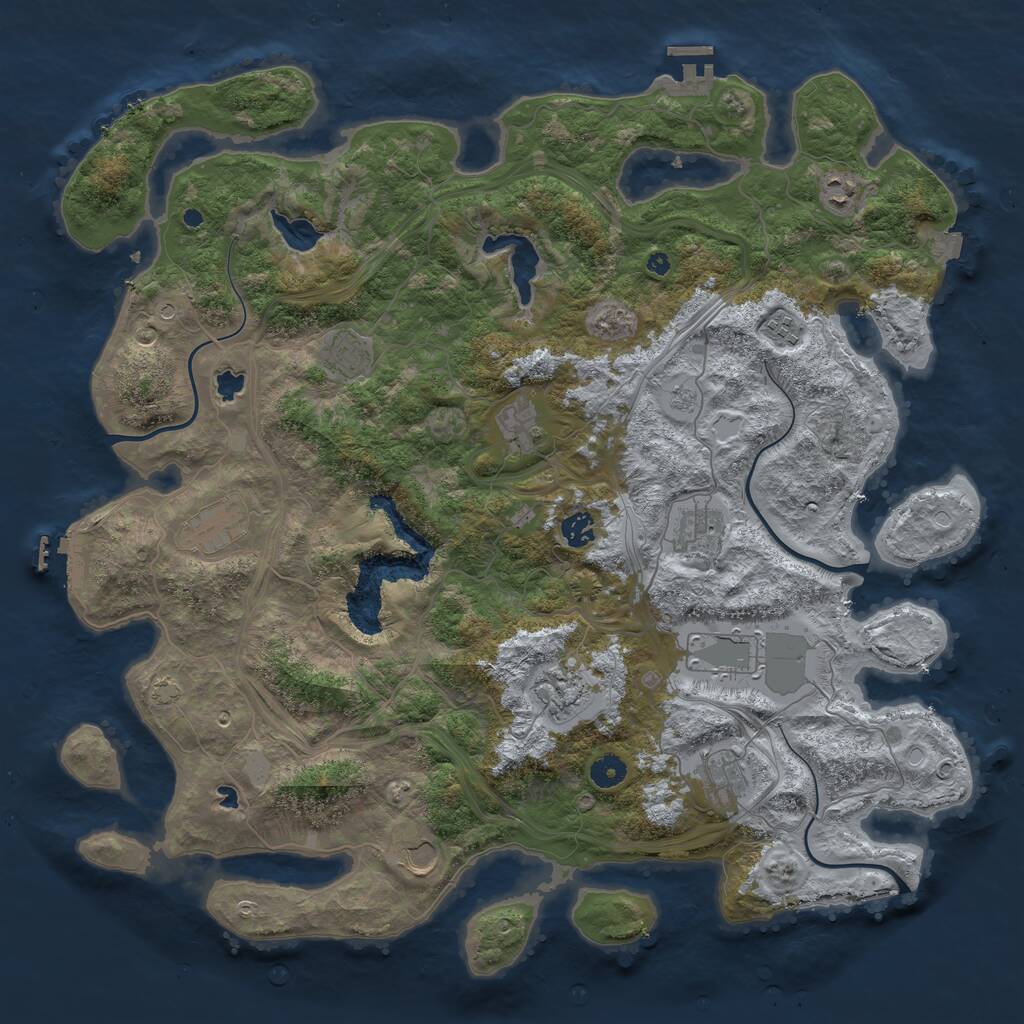 Rust Map: Procedural Map, Size: 4500, Seed: 1808507023, 17 Monuments