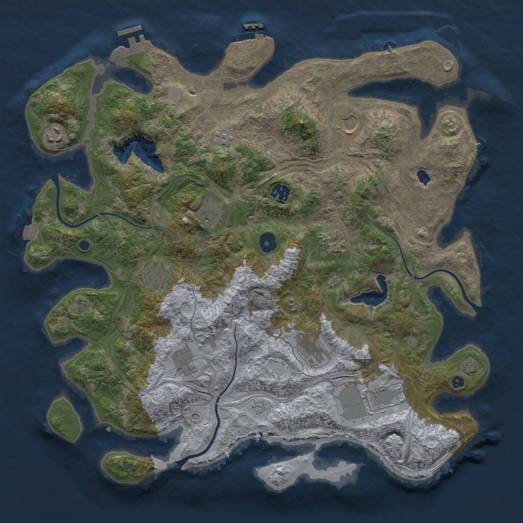 Rust Map: Procedural Map, Size: 4250, Seed: 231390963, 16 Monuments