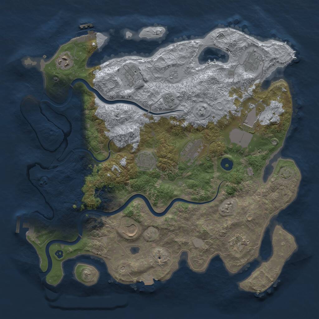 Rust Map: Procedural Map, Size: 3850, Seed: 93107380, 15 Monuments