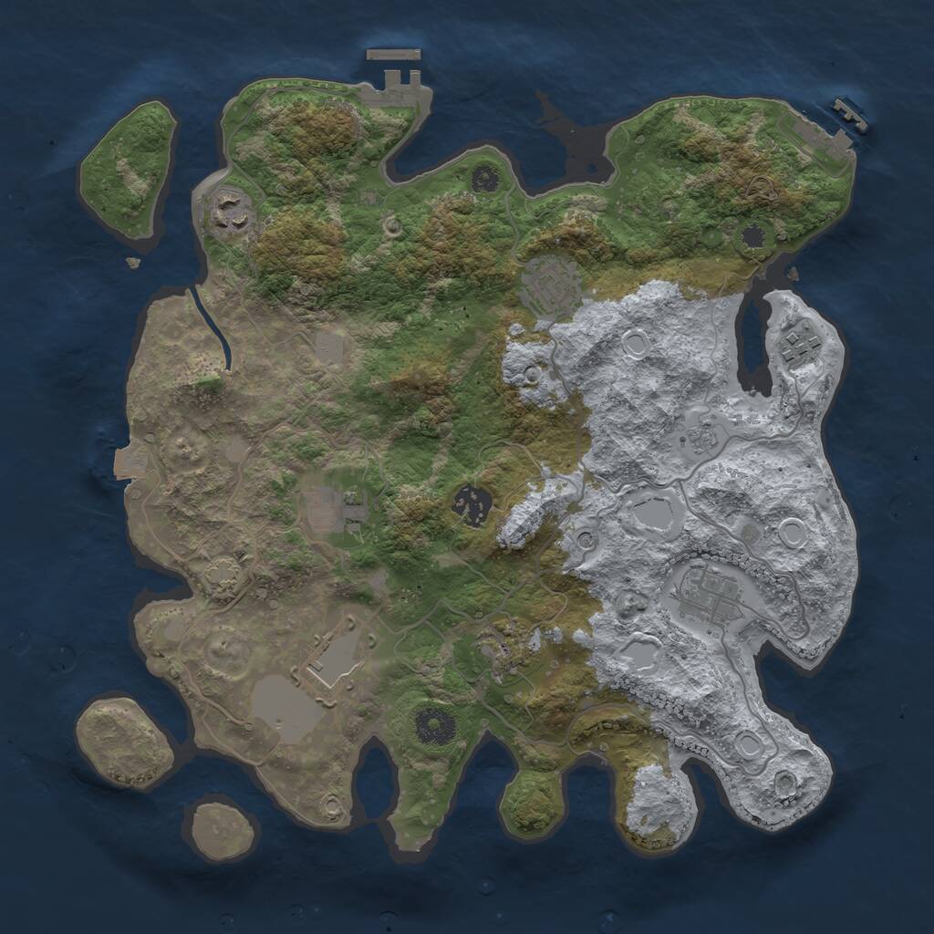 Rust Map: Procedural Map, Size: 3500, Seed: 5574557, 14 Monuments