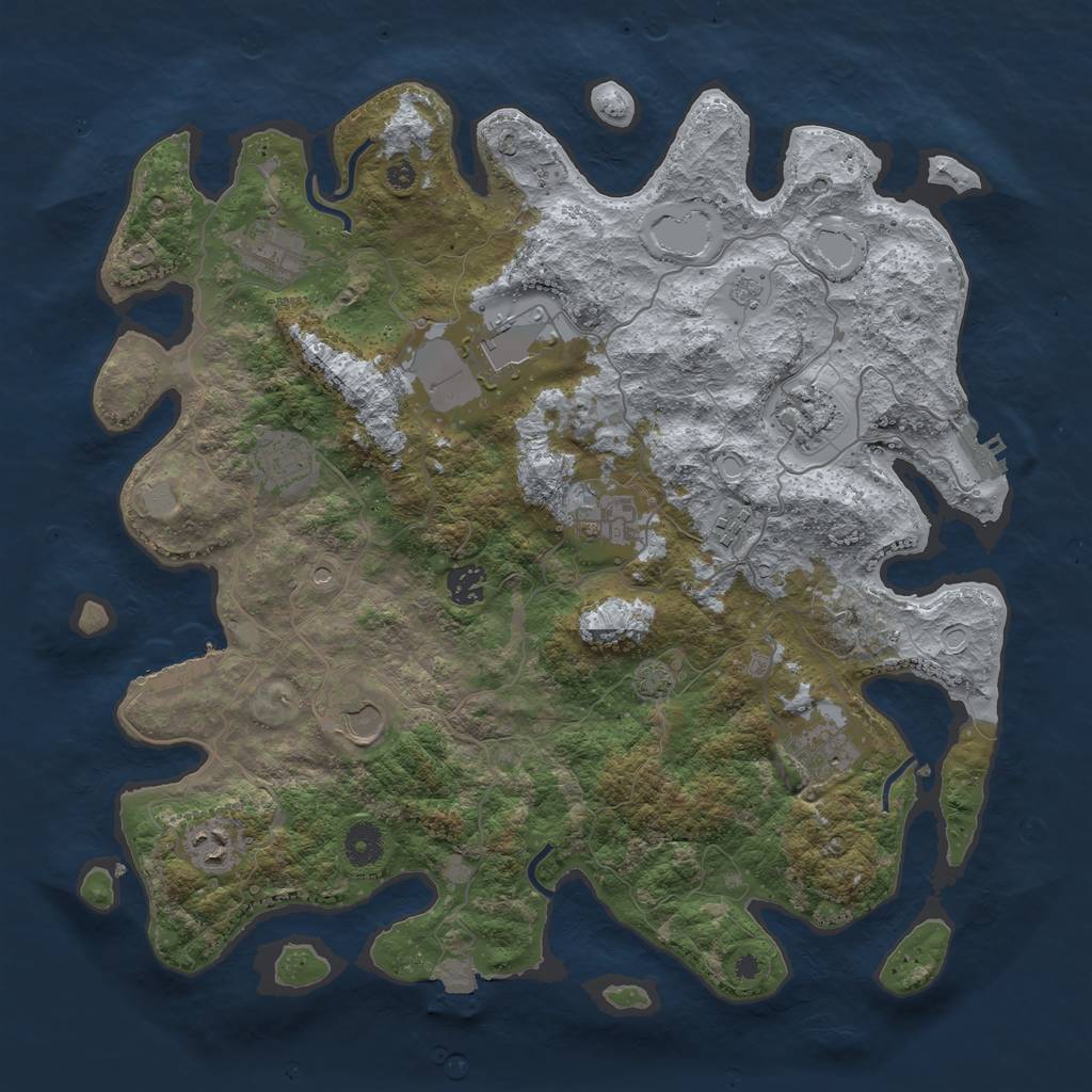 Rust Map: Procedural Map, Size: 3950, Seed: 91817591, 18 Monuments