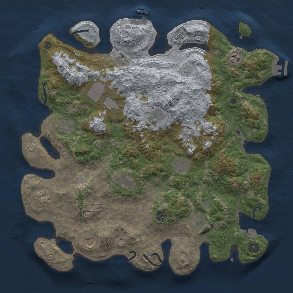 Rust Map: Procedural Map, Size: 4100, Seed: 33543692, 17 Monuments