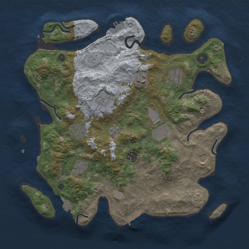 Rust Map: Procedural Map, Size: 3500, Seed: 17997358, 16 Monuments