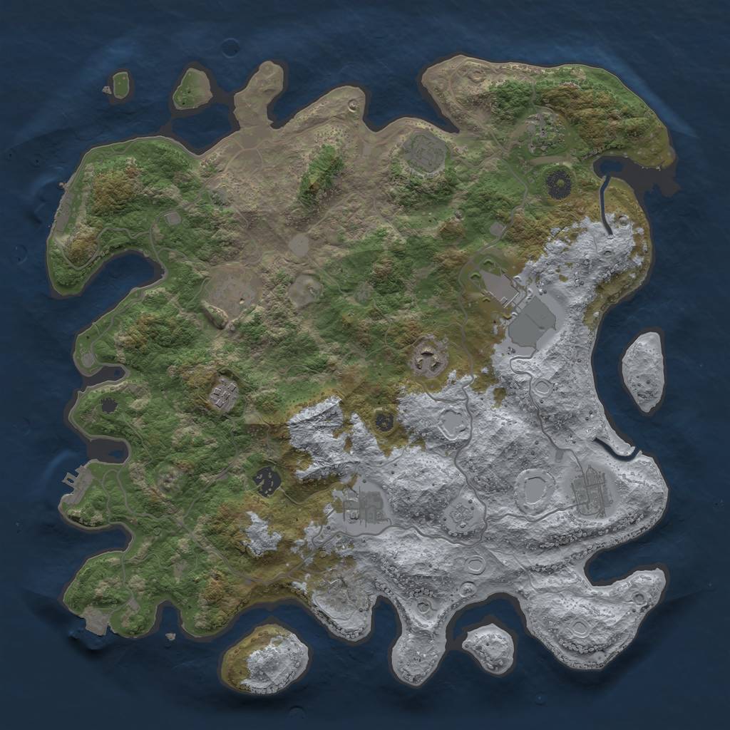 Rust Map: Procedural Map, Size: 4000, Seed: 1369610470, 17 Monuments