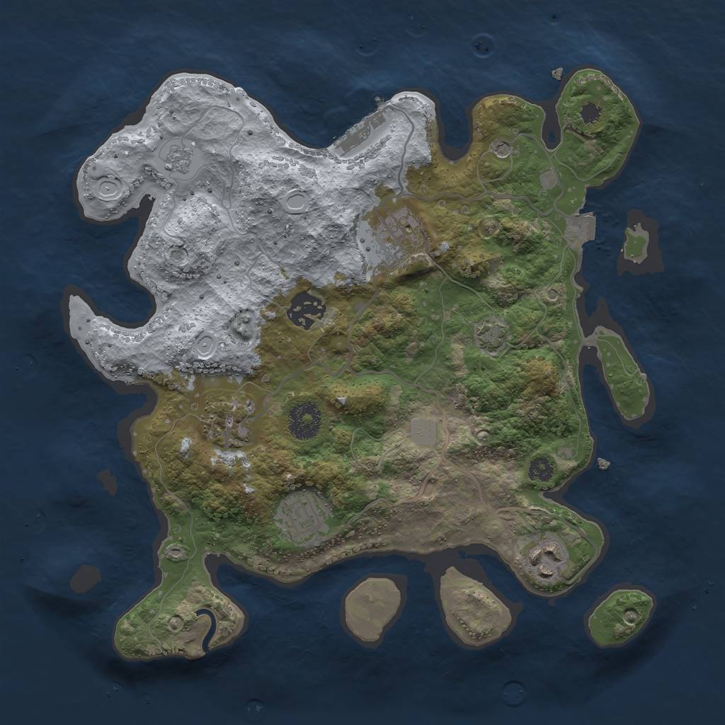 Rust Map: Procedural Map, Size: 3000, Seed: 150699219, 12 Monuments