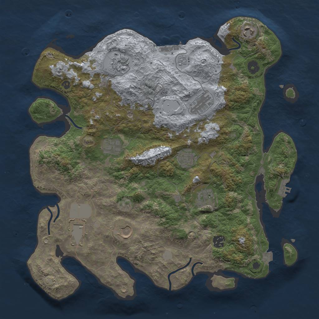 Rust Map: Procedural Map, Size: 3850, Seed: 41867861, 17 Monuments