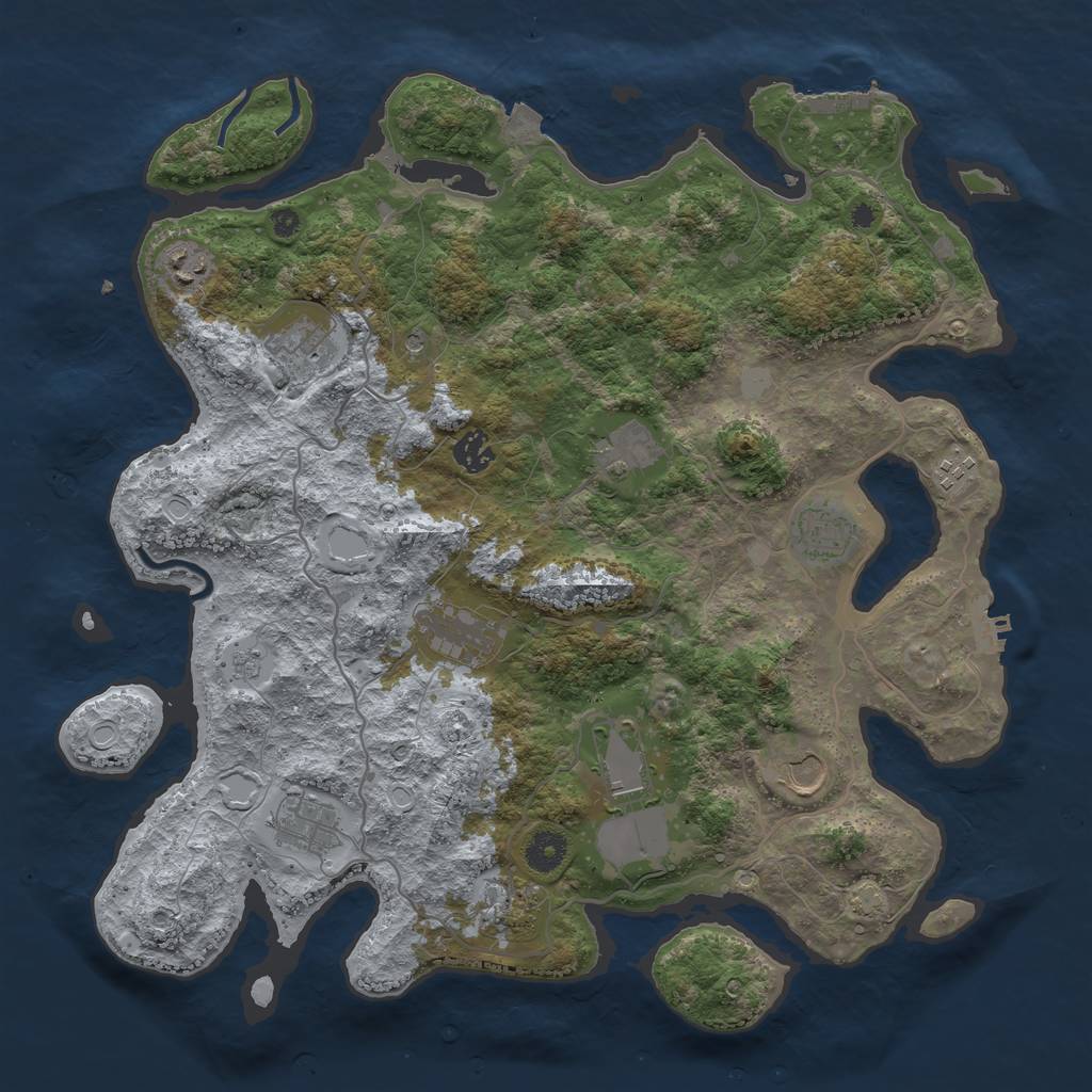 Rust Map: Procedural Map, Size: 4000, Seed: 535861429, 19 Monuments