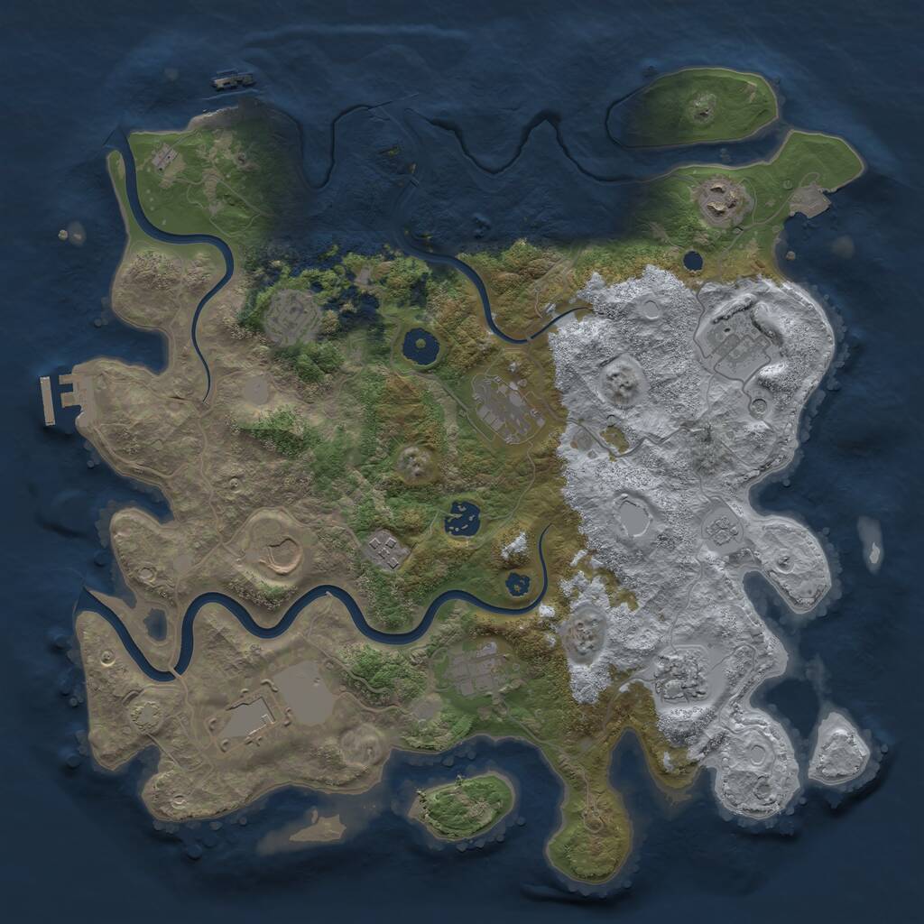 Rust Map: Procedural Map, Size: 3850, Seed: 39595916, 16 Monuments