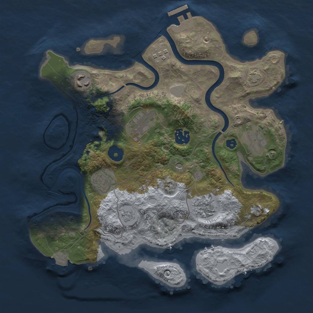 Rust Map: Procedural Map, Size: 3000, Seed: 29302, 12 Monuments