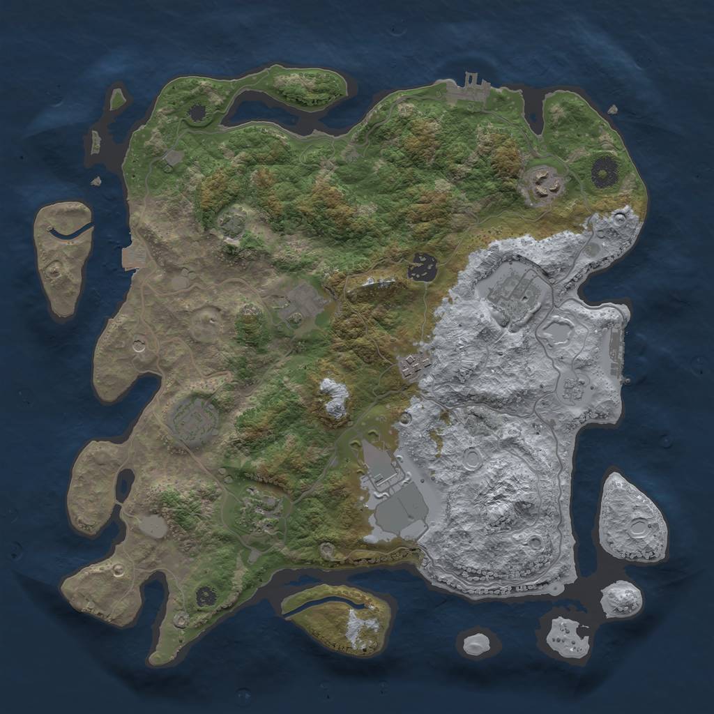 Rust Map: Procedural Map, Size: 3600, Seed: 96275839, 16 Monuments