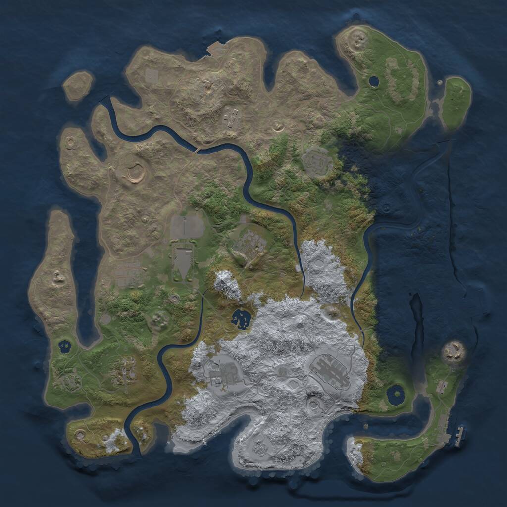Rust Map: Procedural Map, Size: 3950, Seed: 52862506, 17 Monuments