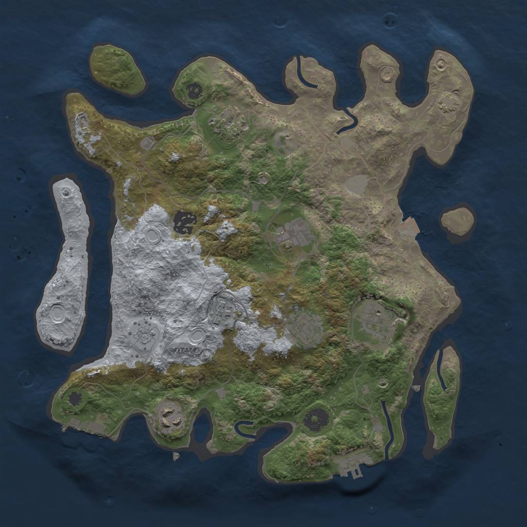Rust Map: Procedural Map, Size: 3300, Seed: 1368100244, 14 Monuments