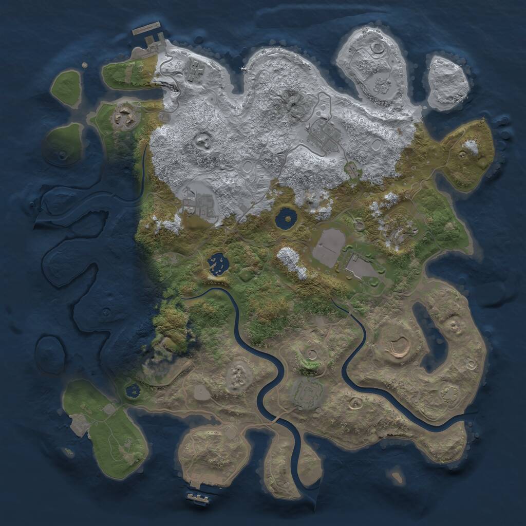 Rust Map: Procedural Map, Size: 3700, Seed: 766281332, 16 Monuments