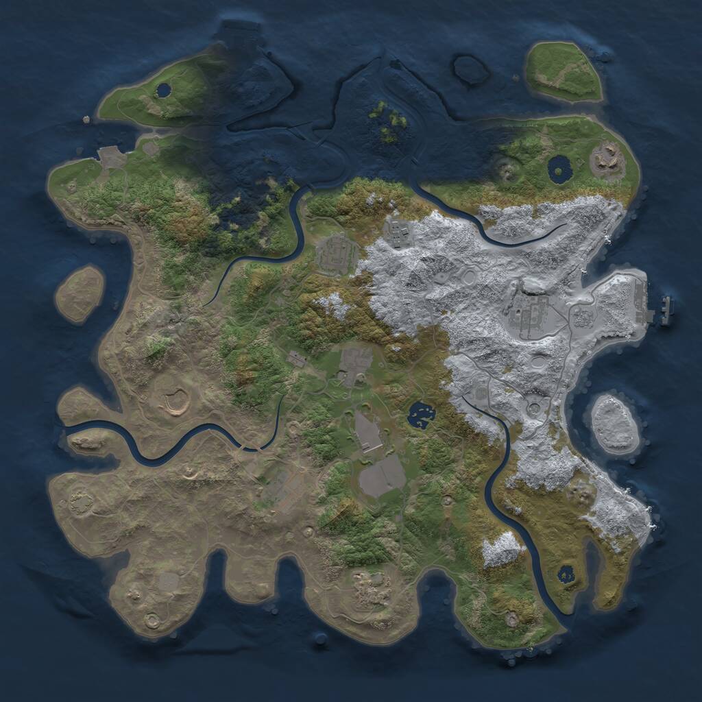 Rust Map: Procedural Map, Size: 3950, Seed: 20901084, 16 Monuments