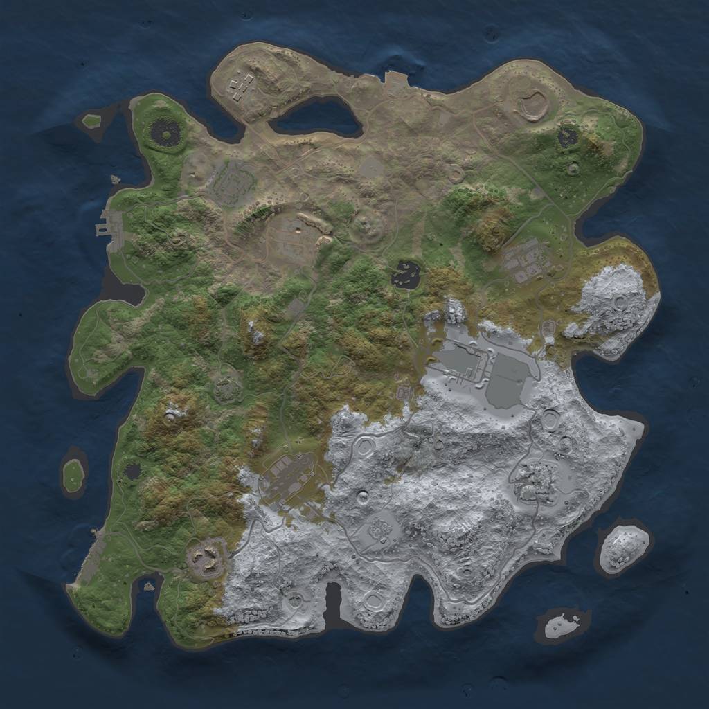 Rust Map: Procedural Map, Size: 3600, Seed: 10127031, 18 Monuments