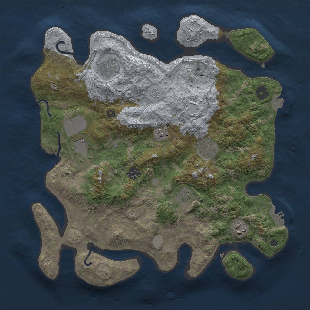 Rust Map: Procedural Map, Size: 3550, Seed: 54934540, 14 Monuments
