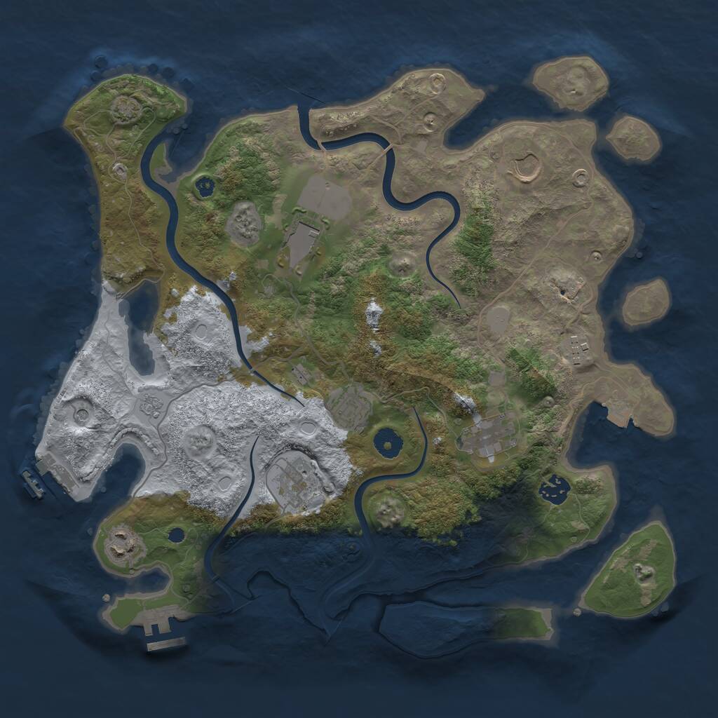 Rust Map: Procedural Map, Size: 3750, Seed: 33309437, 14 Monuments