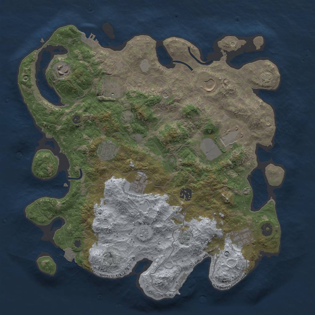 Rust Map: Procedural Map, Size: 3750, Seed: 3228, 17 Monuments
