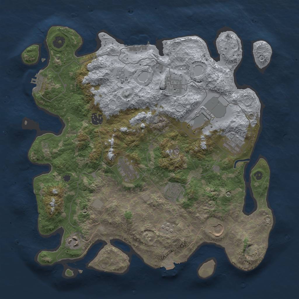 Rust Map: Procedural Map, Size: 3700, Seed: 80726346, 17 Monuments