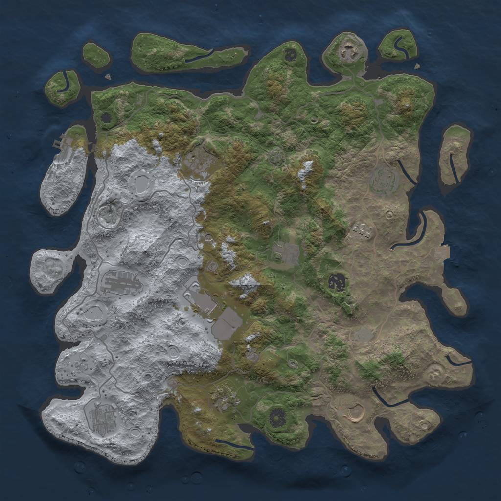 Rust Map: Procedural Map, Size: 4100, Seed: 51116649, 18 Monuments