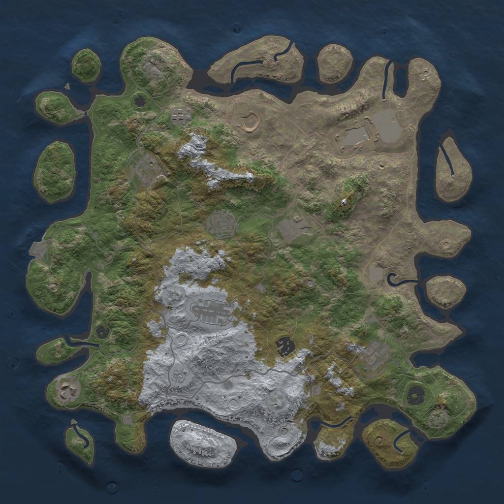 Rust Map: Procedural Map, Size: 4001, Seed: 539008314, 16 Monuments