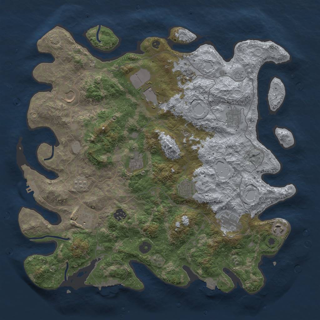 Rust Map: Procedural Map, Size: 4100, Seed: 7442303, 19 Monuments
