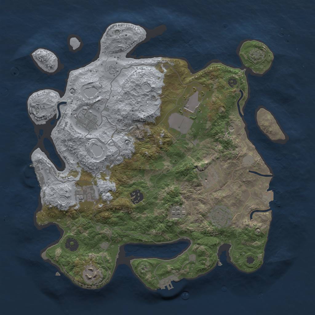 Rust Map: Procedural Map, Size: 3500, Seed: 1066056615, 16 Monuments