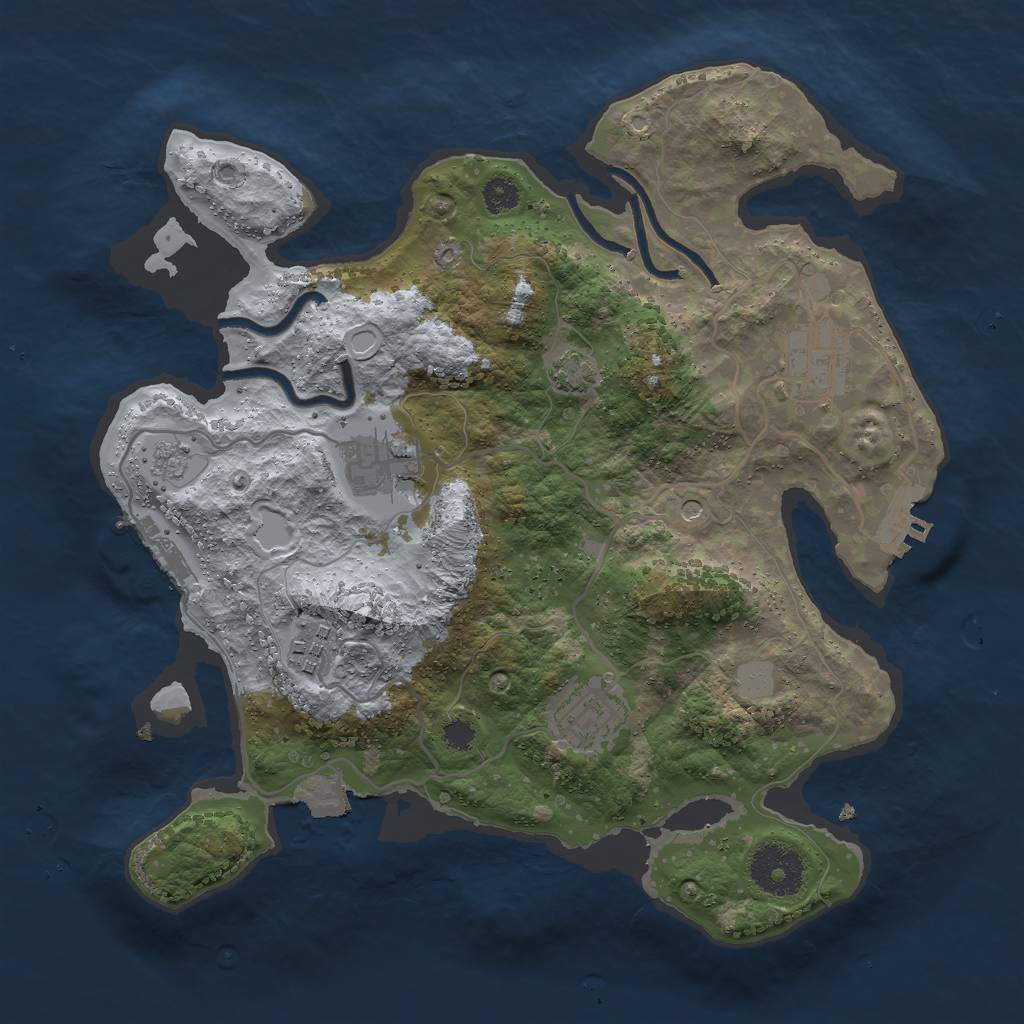 Rust Map: Procedural Map, Size: 3000, Seed: 122123459, 12 Monuments