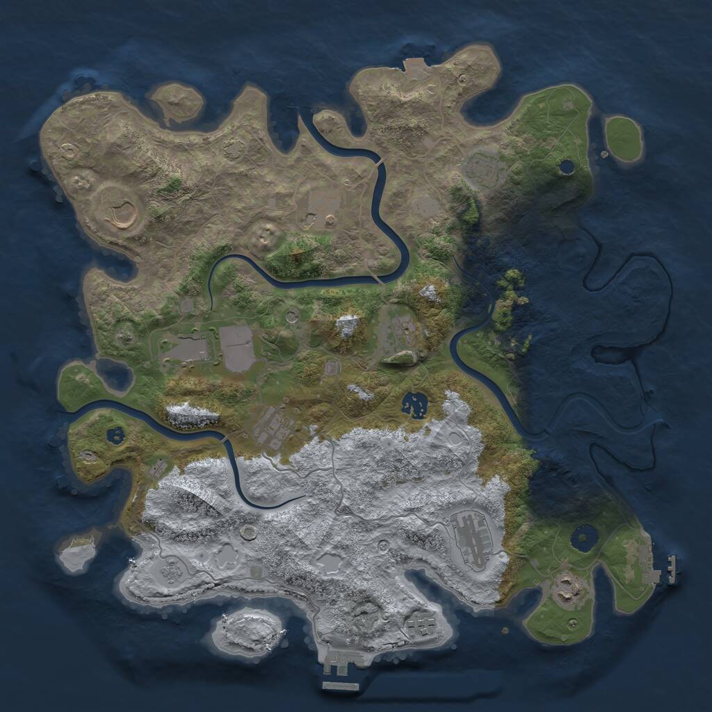 Rust Map: Procedural Map, Size: 3950, Seed: 91325910, 16 Monuments