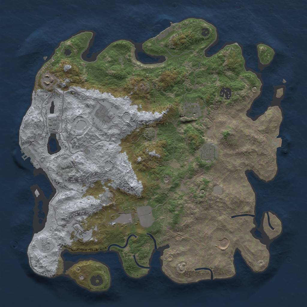 Rust Map: Procedural Map, Size: 3800, Seed: 96127838, 17 Monuments