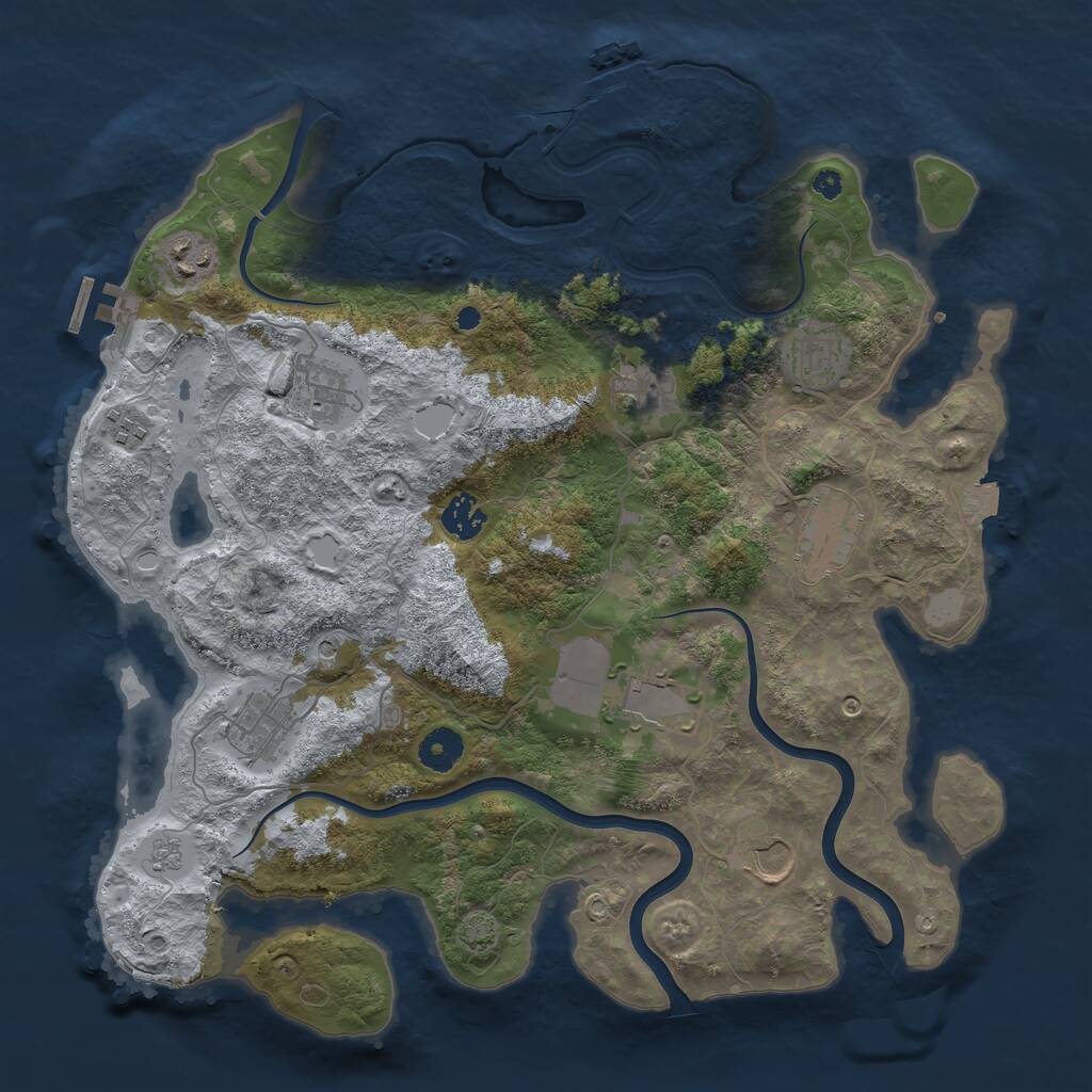 Rust Map: Procedural Map, Size: 3800, Seed: 96127838, 16 Monuments
