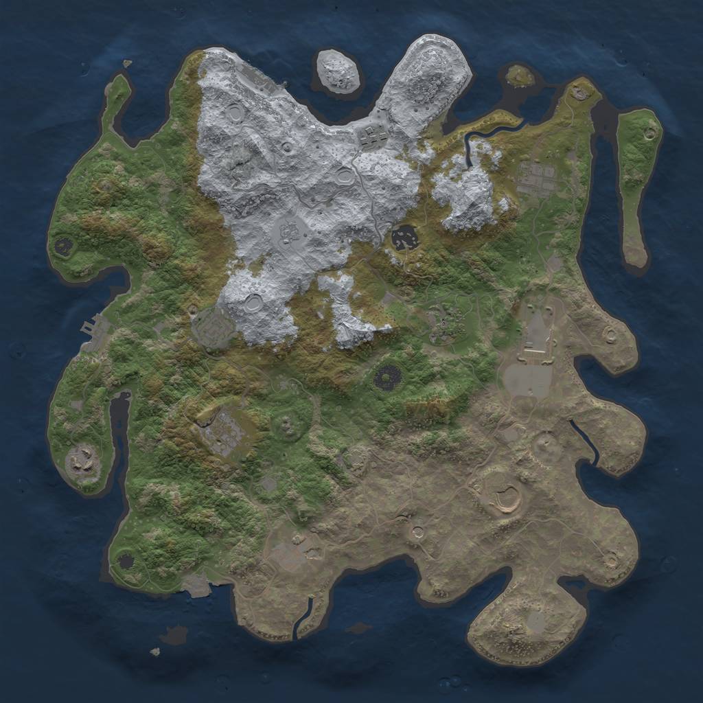 Rust Map: Procedural Map, Size: 3950, Seed: 53088610, 18 Monuments