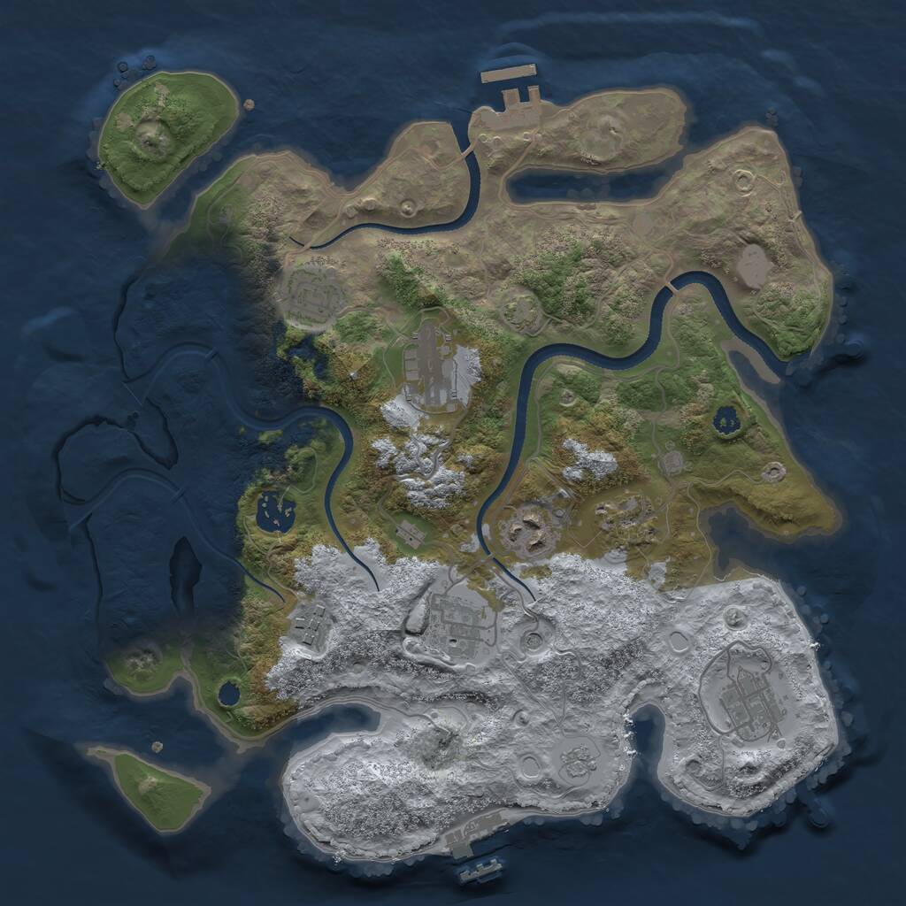 Rust Map: Procedural Map, Size: 3300, Seed: 2121571252, 14 Monuments