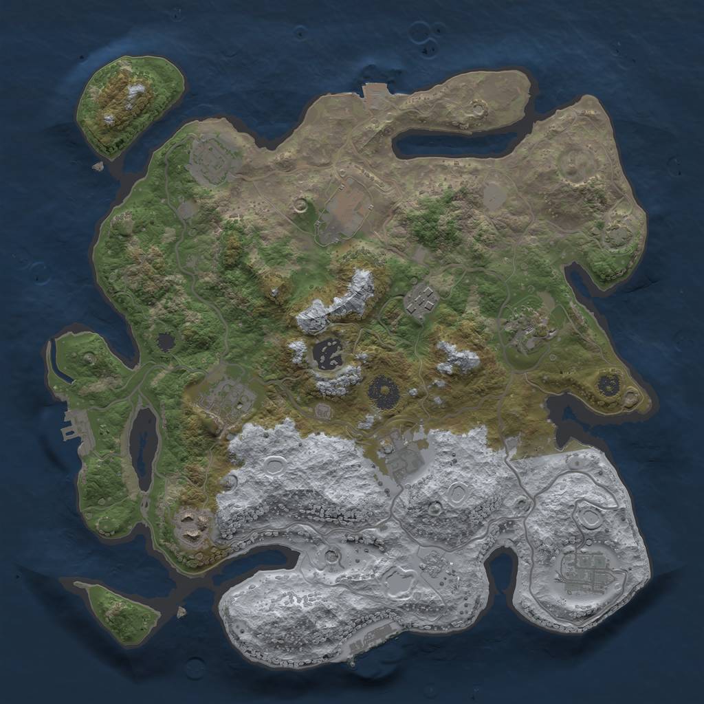 Rust Map: Procedural Map, Size: 3300, Seed: 2121571252, 17 Monuments