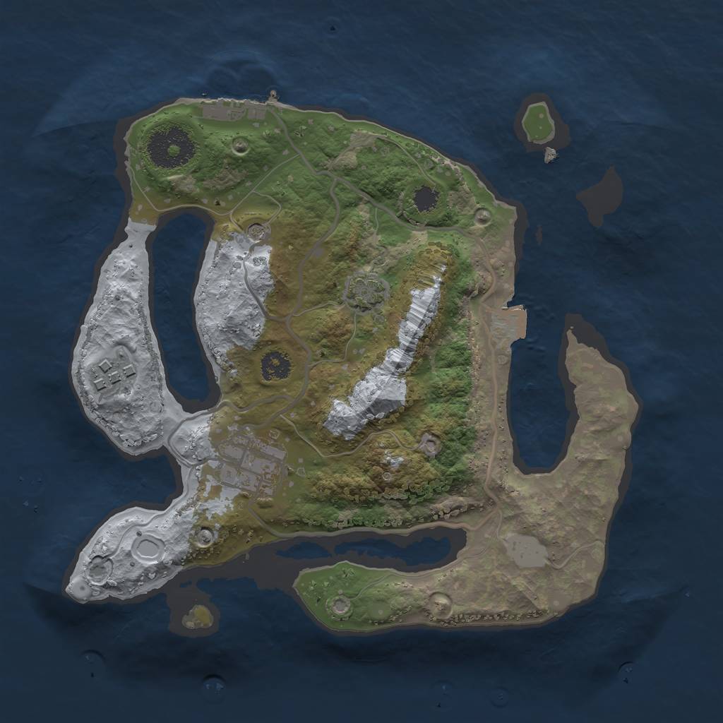 Rust Map: Procedural Map, Size: 2500, Seed: 1750916104, 8 Monuments