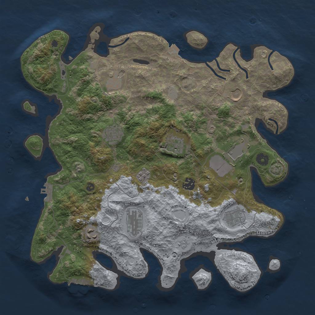 Rust Map: Procedural Map, Size: 3750, Seed: 1155896651, 17 Monuments
