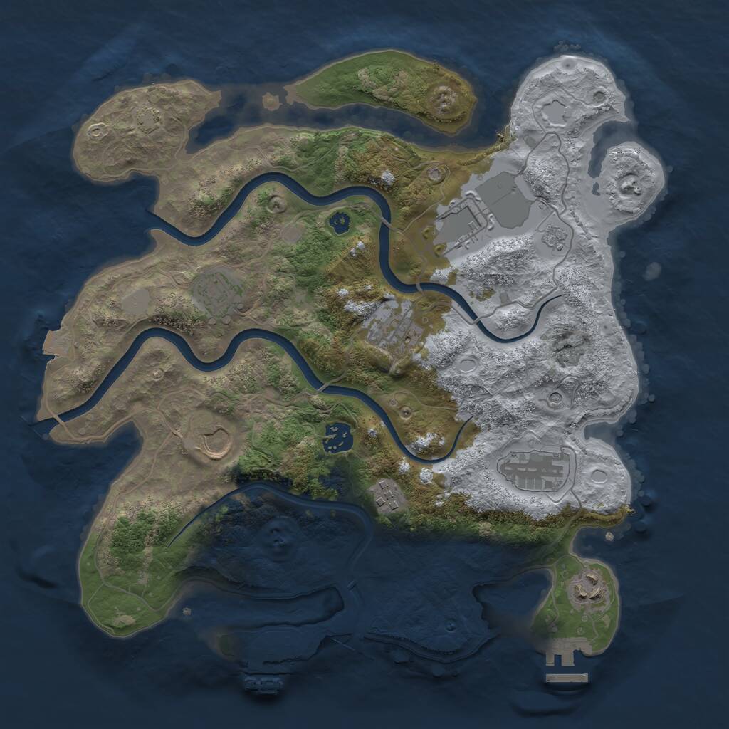 Rust Map: Procedural Map, Size: 3500, Seed: 1872162458, 14 Monuments