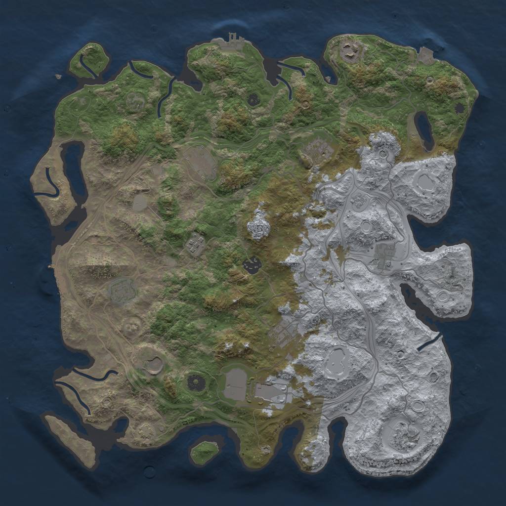 Rust Map: Procedural Map, Size: 4250, Seed: 854726411, 19 Monuments