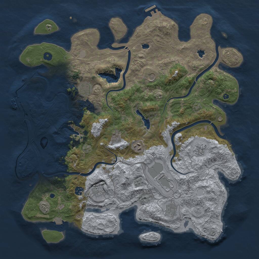 Rust Map: Procedural Map, Size: 4500, Seed: 728164162, 16 Monuments