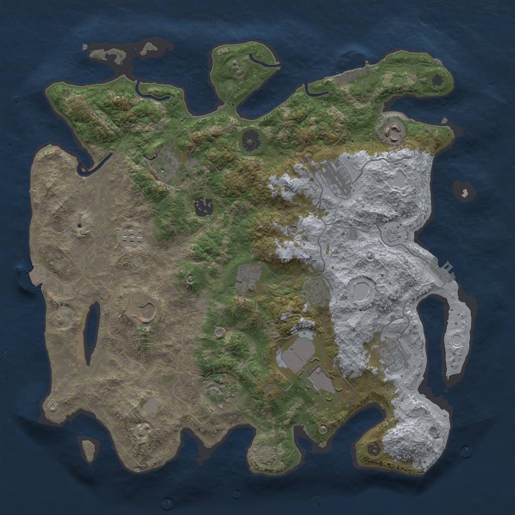 Rust Map: Procedural Map, Size: 3900, Seed: 47564074, 19 Monuments