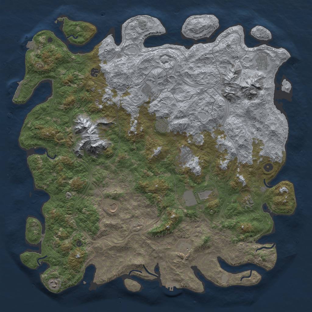 Rust Map: Procedural Map, Size: 5250, Seed: 1379506226, 19 Monuments