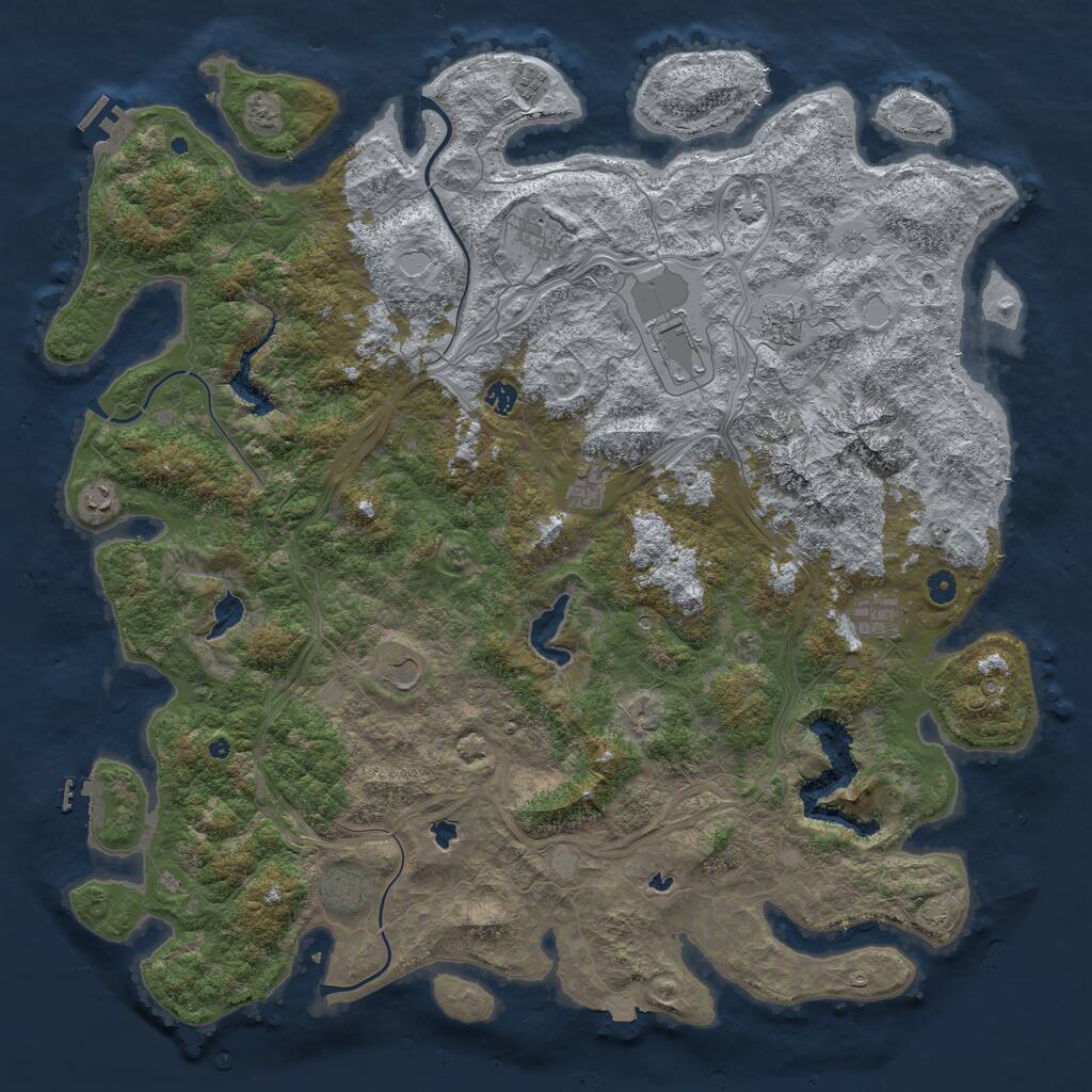Rust Map: Procedural Map, Size: 5250, Seed: 1379506226, 16 Monuments