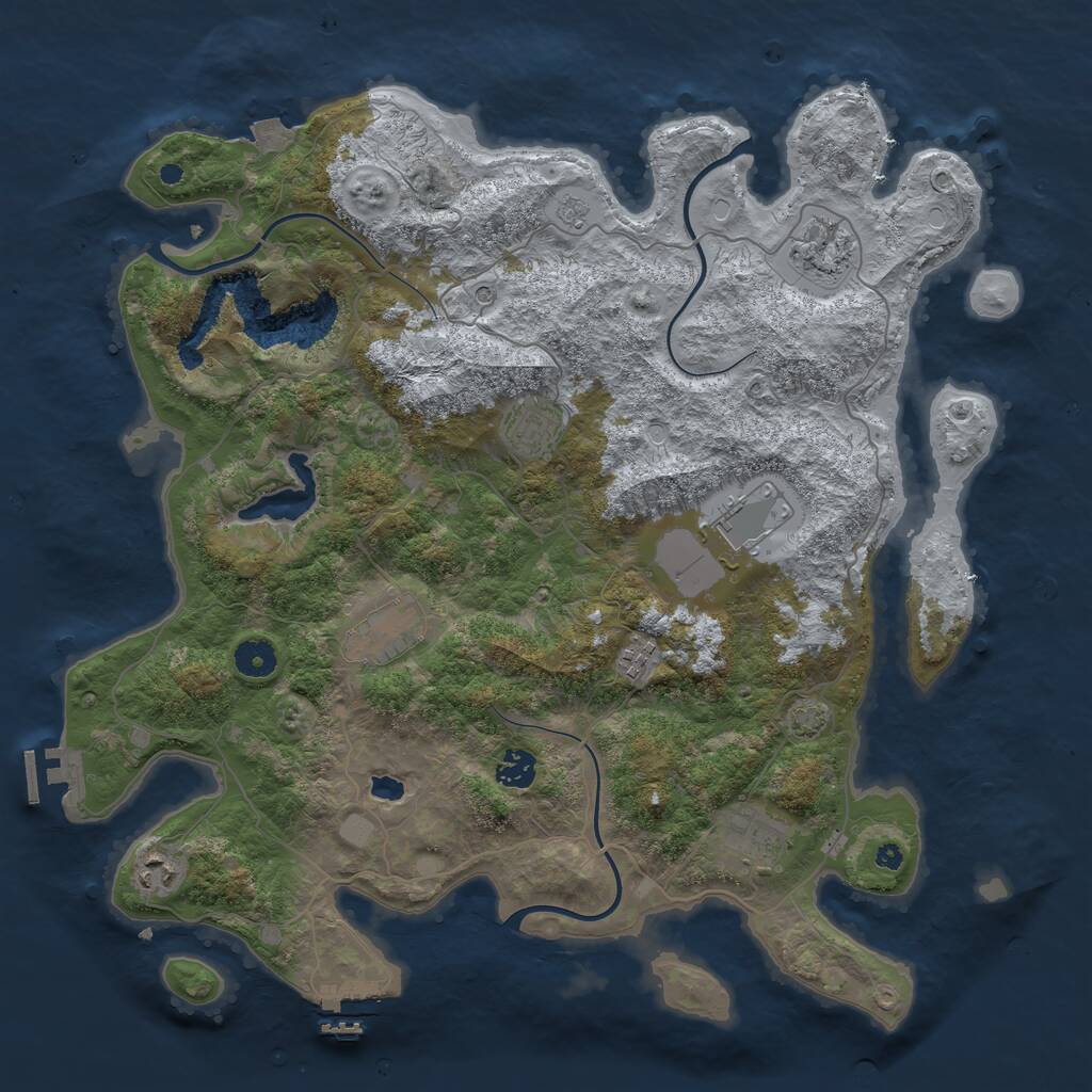 Rust Map: Procedural Map, Size: 4100, Seed: 92504115, 14 Monuments