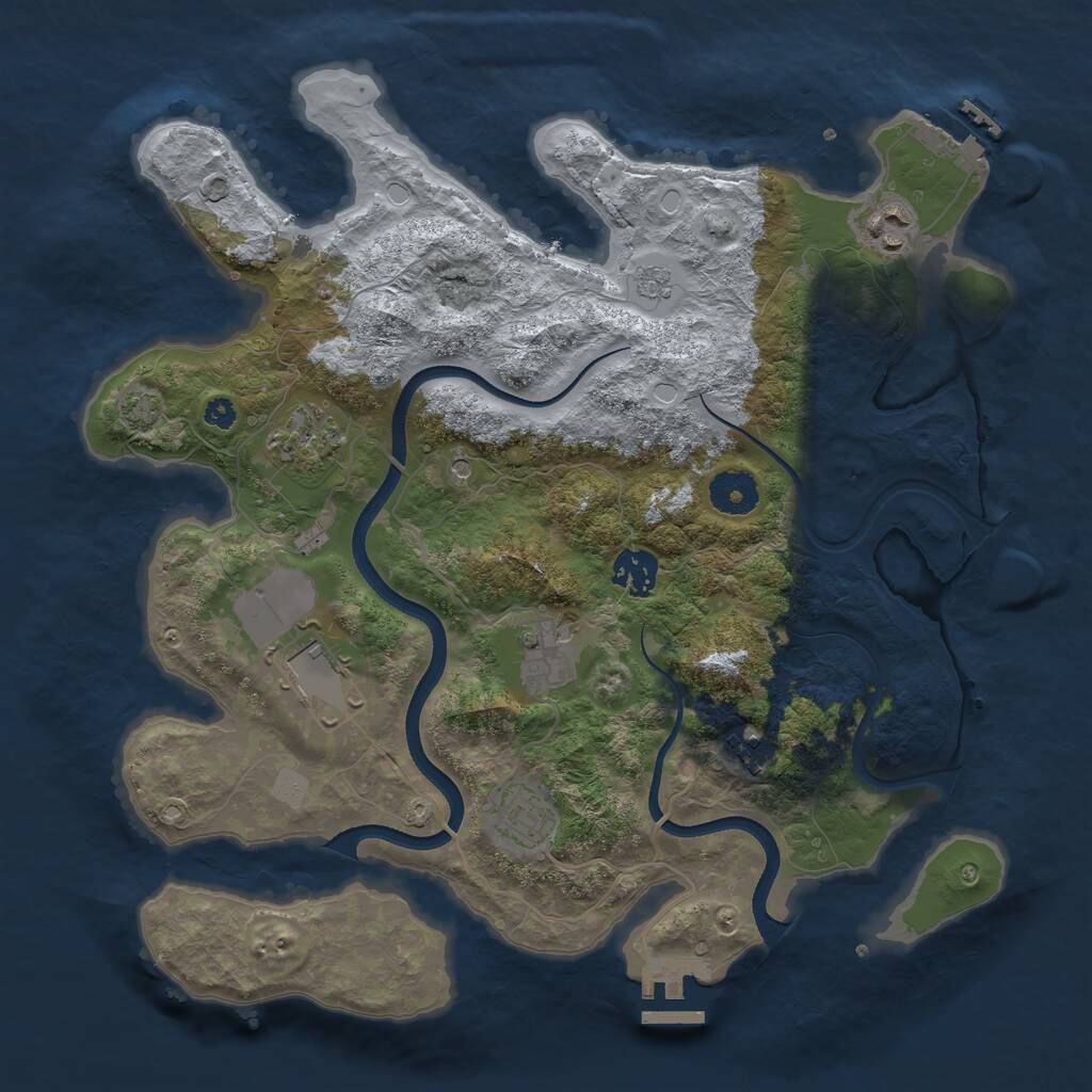 Rust Map: Procedural Map, Size: 3500, Seed: 1374607133, 13 Monuments
