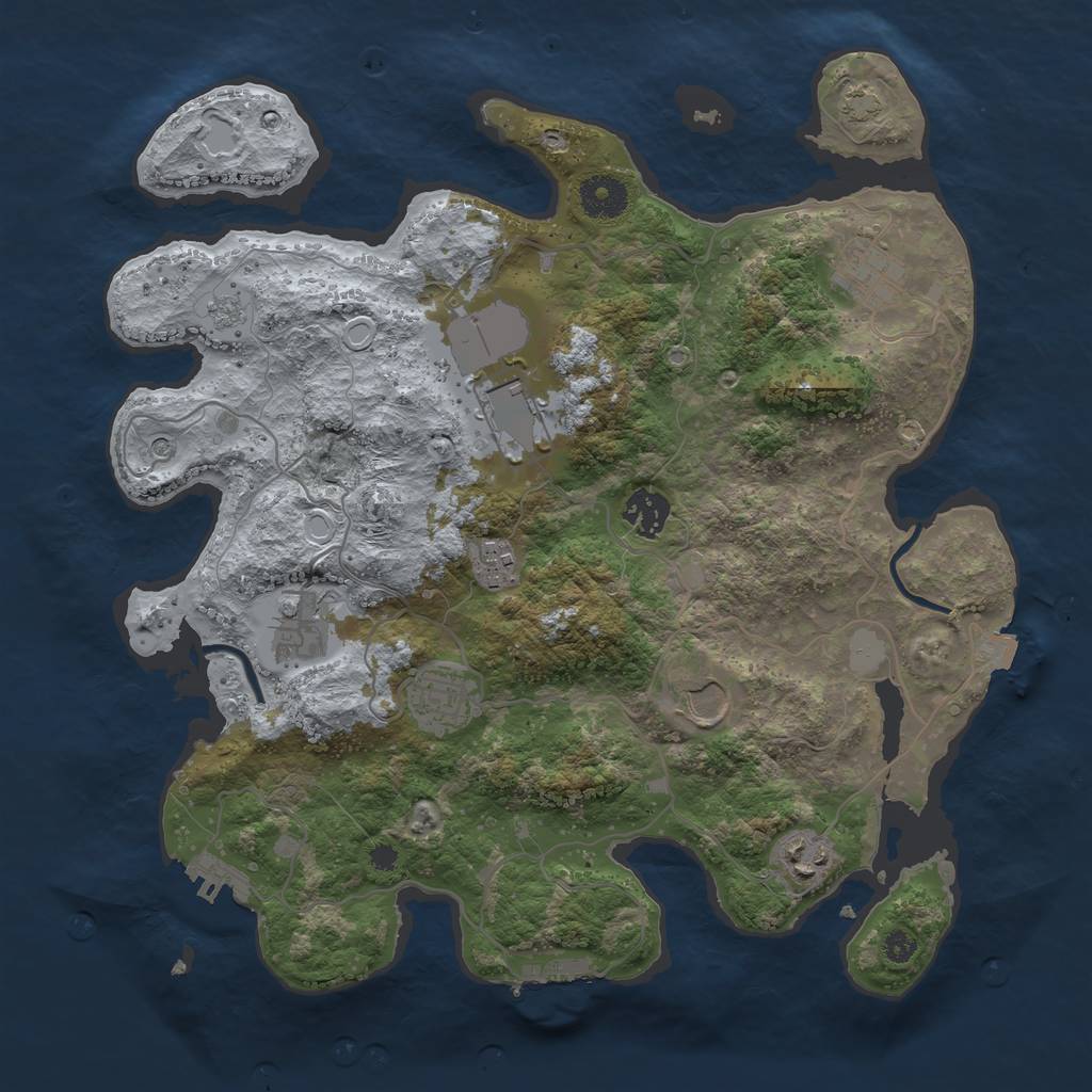 Rust Map: Procedural Map, Size: 3550, Seed: 61344571, 16 Monuments