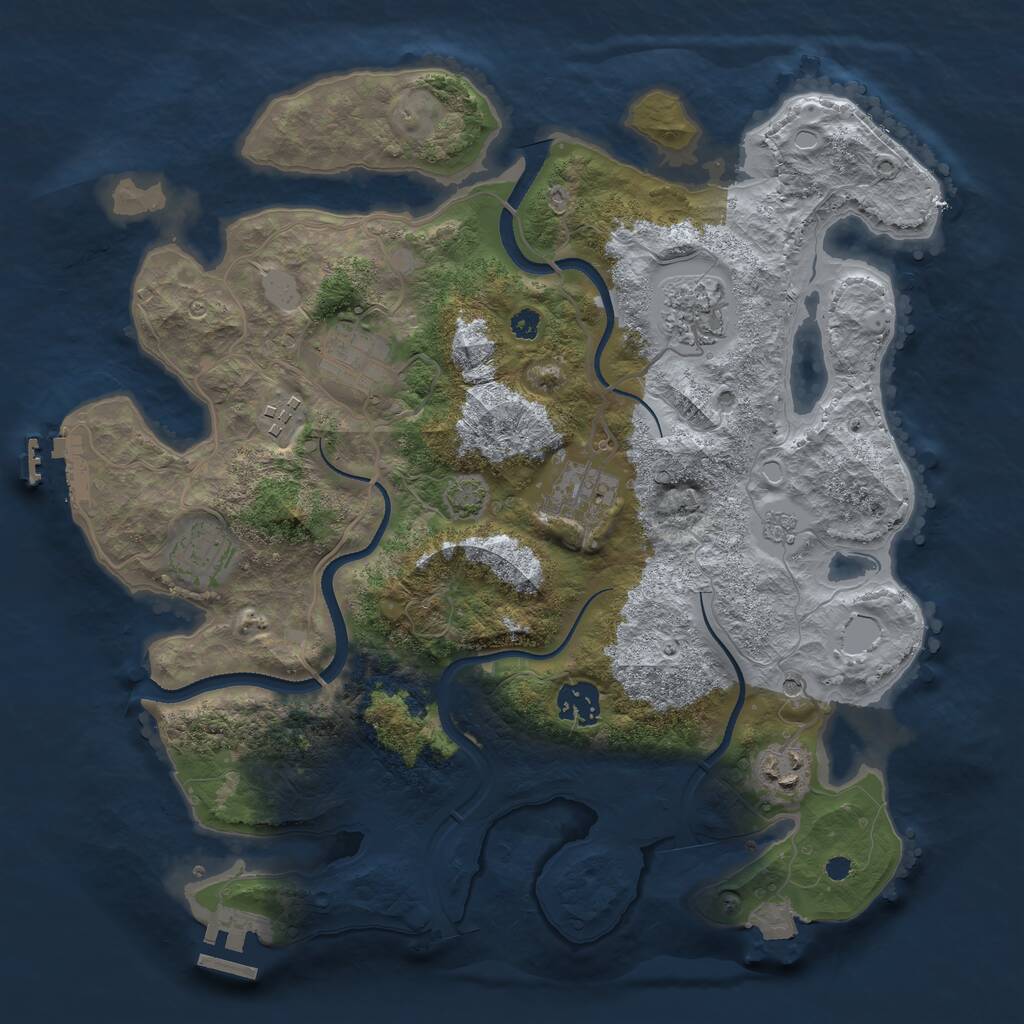 Rust Map: Procedural Map, Size: 3450, Seed: 20939271, 13 Monuments