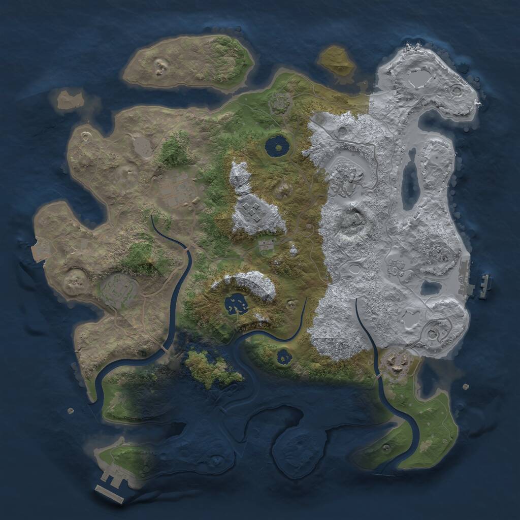Rust Map: Procedural Map, Size: 3450, Seed: 20939271, 12 Monuments