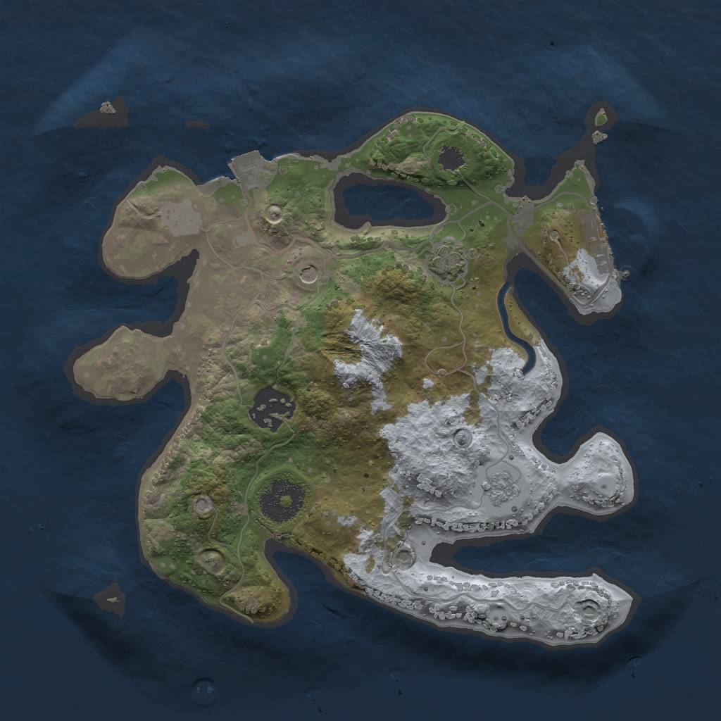 Rust Map: Procedural Map, Size: 2500, Seed: 1534830930, 8 Monuments