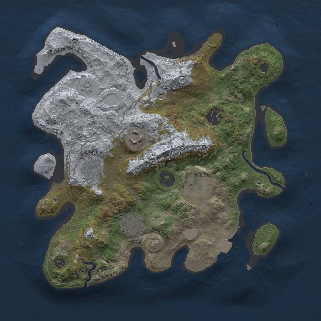 Rust Map: Procedural Map, Size: 3000, Seed: 1266373472, 10 Monuments
